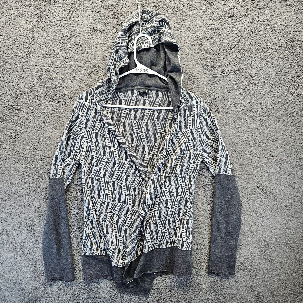 Prana Graceful Cardigan Sweater‎ Womens Size Medium Gray Hooded Open Front